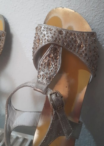 gold taşlı Kız Çocuk sandalet - Görsel 2