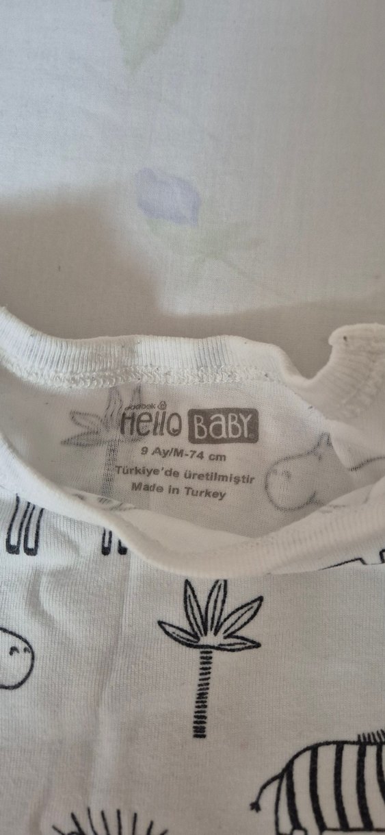 Siyah-beyaz 2li Desenli Bebek Kısa Kollu Body 9 ay - Görsel 2