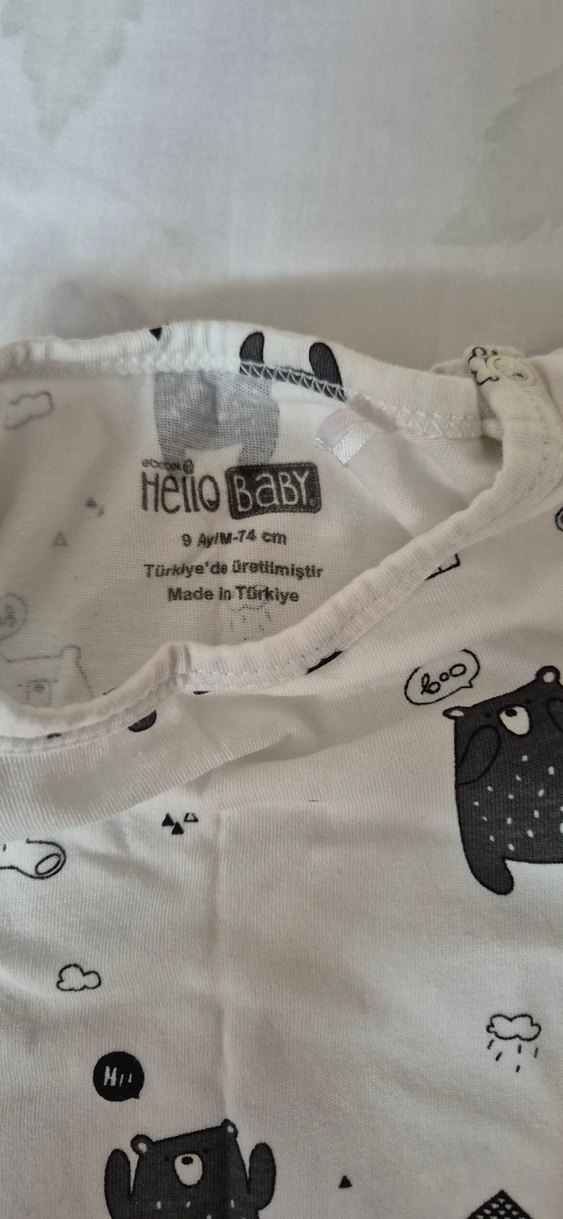 Siyah-beyaz 2li Desenli Bebek Kısa Kollu Body 9 ay - Görsel 5