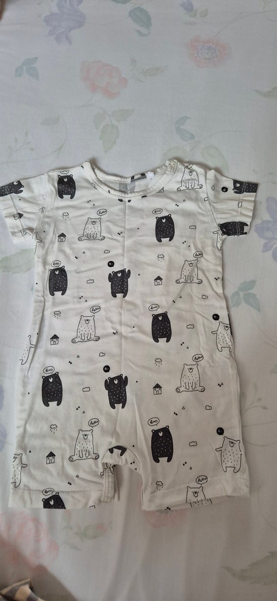 Siyah-beyaz 2li Desenli Bebek Kısa Kollu Body 9 ay - Görsel 4