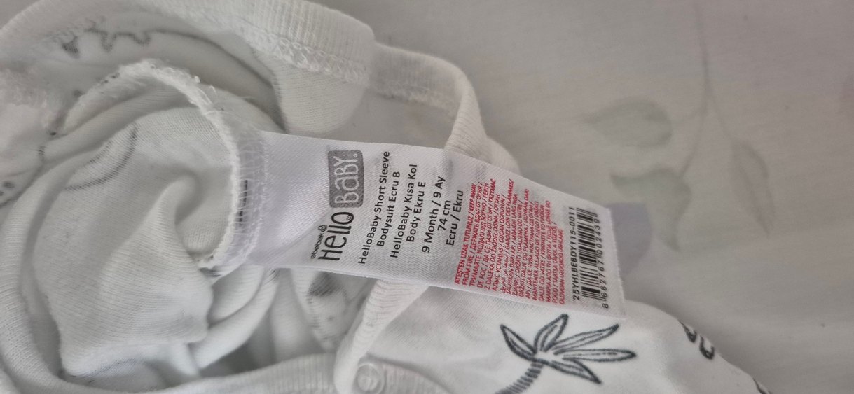 Siyah-beyaz 2li Desenli Bebek Kısa Kollu Body 9 ay - Görsel 3