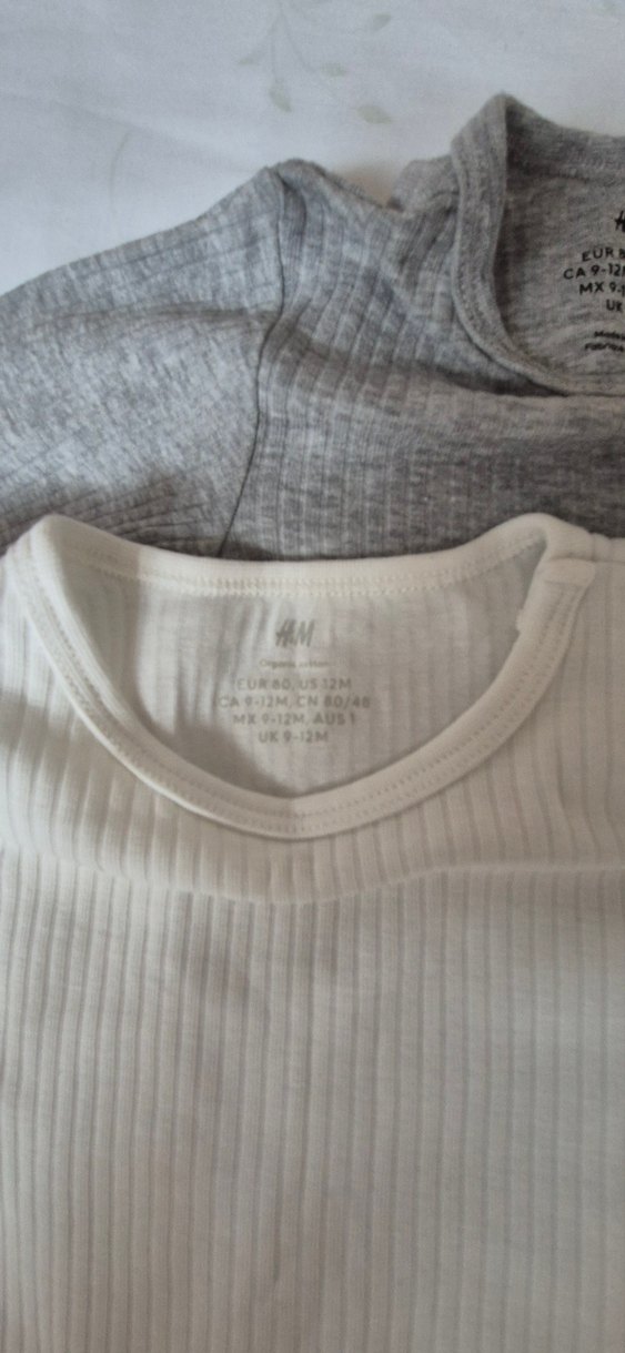 H&M Gri-beyaz Bebek Body 2'li Set 9-12 ay - Görsel 3