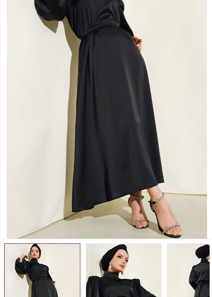 Saten siyah abiye elbiseeeee - Görsel 2