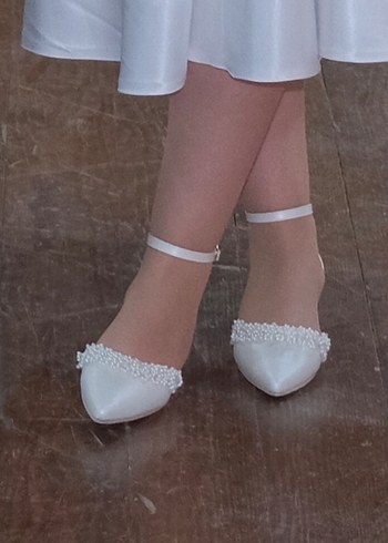 Gelin, nişan, nikah, ayakkabısı Beyaz Topuklu - Görsel 3