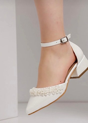Gelin, nişan, nikah, ayakkabısı Beyaz Topuklu - Görsel 2