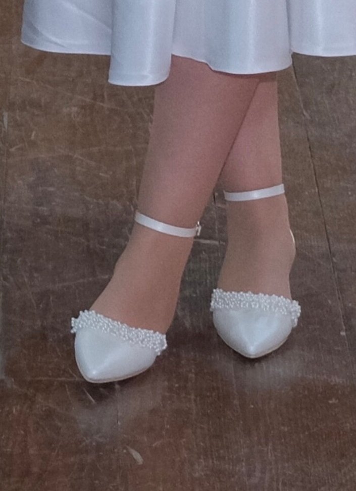 Gelin, nişan, nikah, ayakkabısı Beyaz Topuklu - Görsel 3