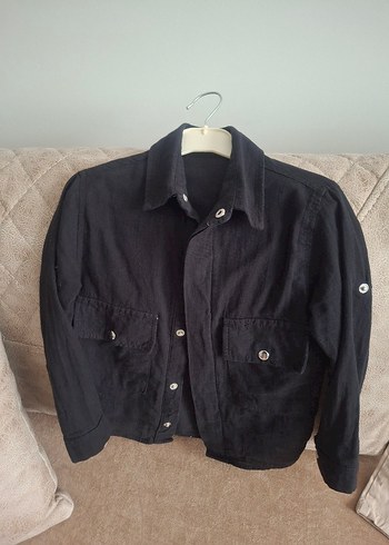 Erkek Çocuk Siyah Keten Düğmeli Ceket - Görsel 3