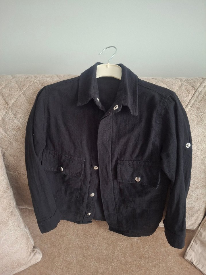 Erkek Çocuk Siyah Keten Düğmeli Ceket - Görsel 3