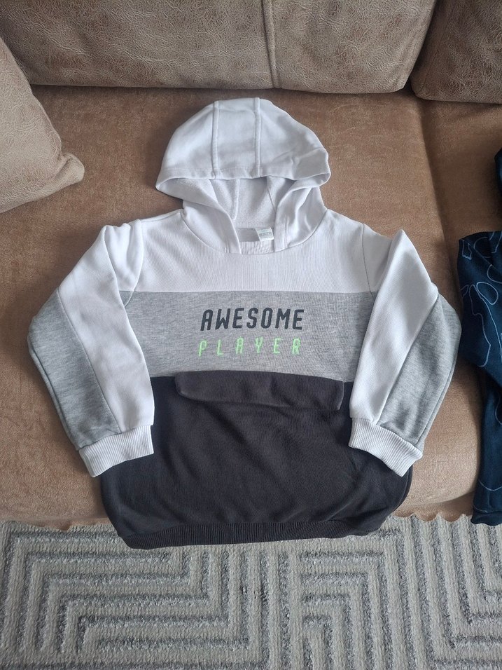 Gri Kapüşonlu Erkek Çocuk Sweatshirt - Görsel 2