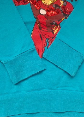 Mavi Kapüşonlu Örümcek Adam Baskılı Erkek Sweatshirt - Görsel 8