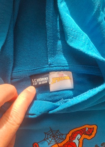 Mavi Kapüşonlu Örümcek Adam Baskılı Erkek Sweatshirt - Görsel 4