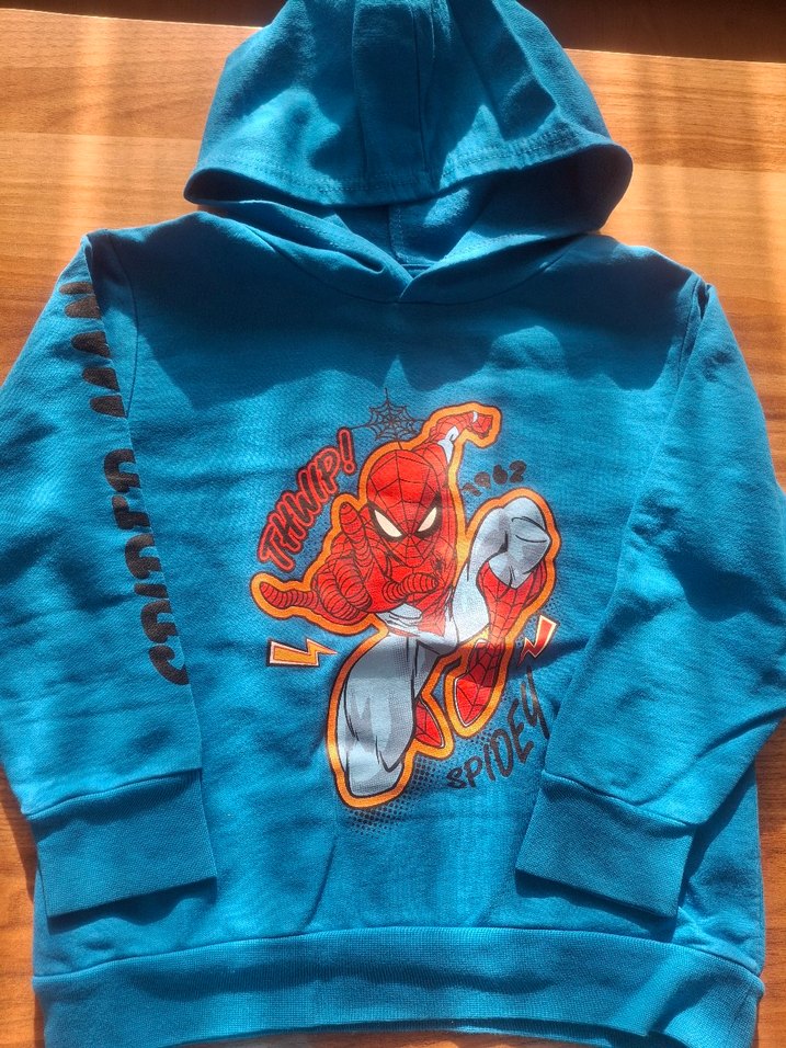 Mavi Kapüşonlu Örümcek Adam Baskılı Erkek Sweatshirt - Görsel 5