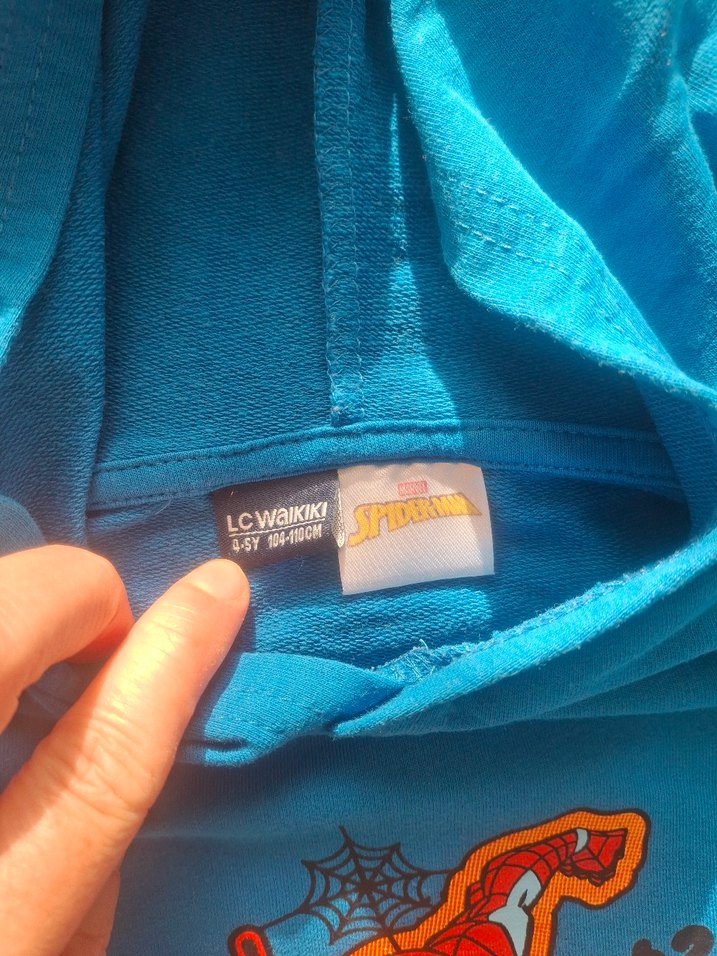 Mavi Kapüşonlu Örümcek Adam Baskılı Erkek Sweatshirt - Görsel 4