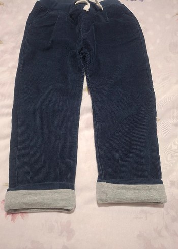 Erkek Çocuk Koyu Mavi Bol Kesim fitilli Pantolon - Görsel 3