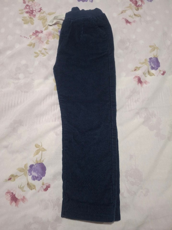 Erkek Çocuk Koyu Mavi Bol Kesim fitilli Pantolon - Görsel 4