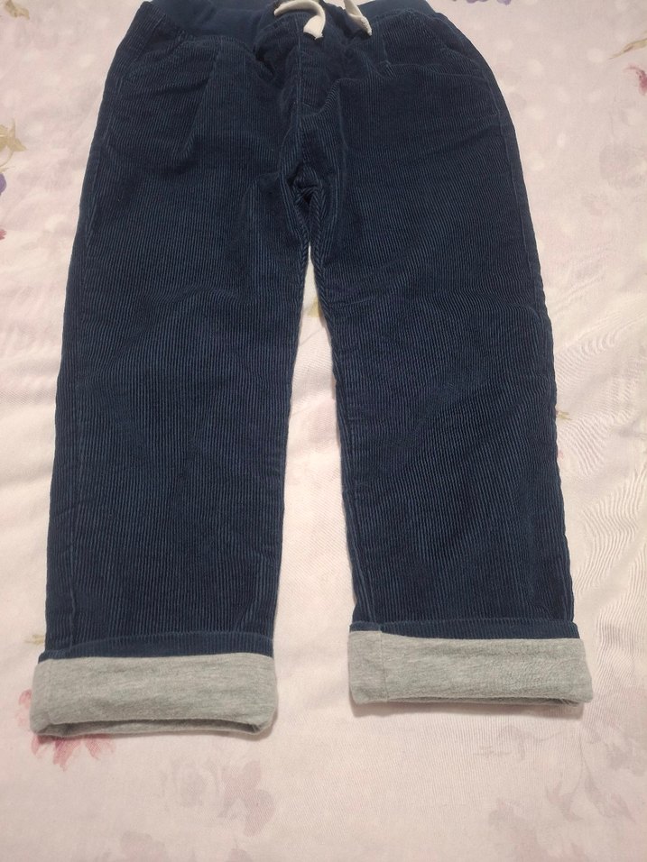 Erkek Çocuk Koyu Mavi Bol Kesim fitilli Pantolon - Görsel 3