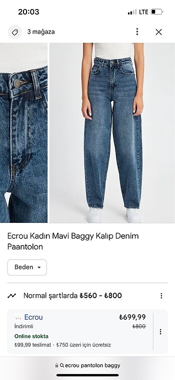 Diğer Ecrou baggy kot pantolon