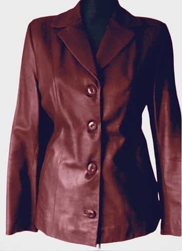 Bordo blazer deri ceket
