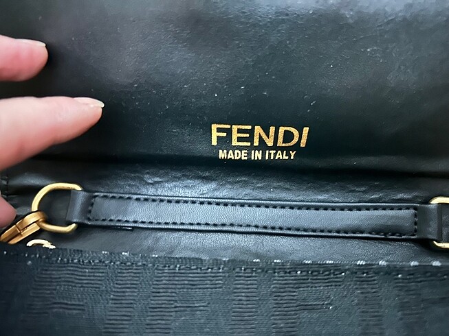 Beden siyah Renk Fendi orjinal kanvas askılı çanta