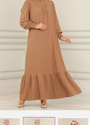 52 Beden camel Renk Elbise