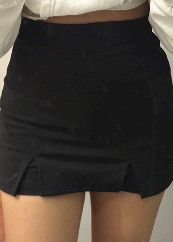 xs Beden siyah Renk Siyah Piliseli Mini Etek