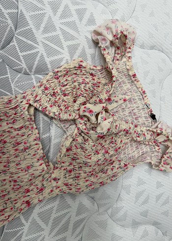 xs Beden Pembe Mini Elbise Fırfırlı