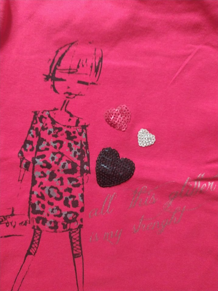 Kız Çocuk Pembe Uzun Kollu Baskılı Tişört - Görsel 2