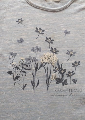 Kız Çocuk Gri Uzun Kollu Baskılı Tişört - Görsel 2