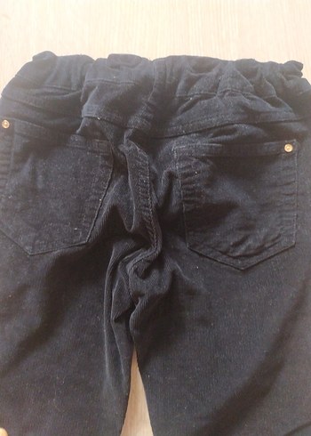 Kız Çocuk Siyah Düğmeli Kadife Pantolon - Görsel 5