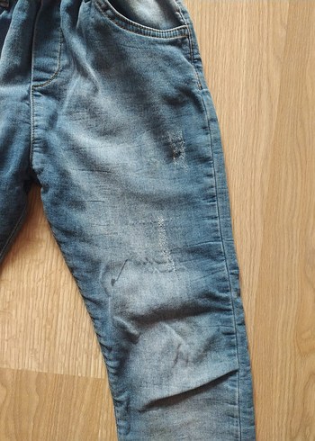 Kız Çocuk Gri Mavi Baggy Kot Pantolon - Görsel 3