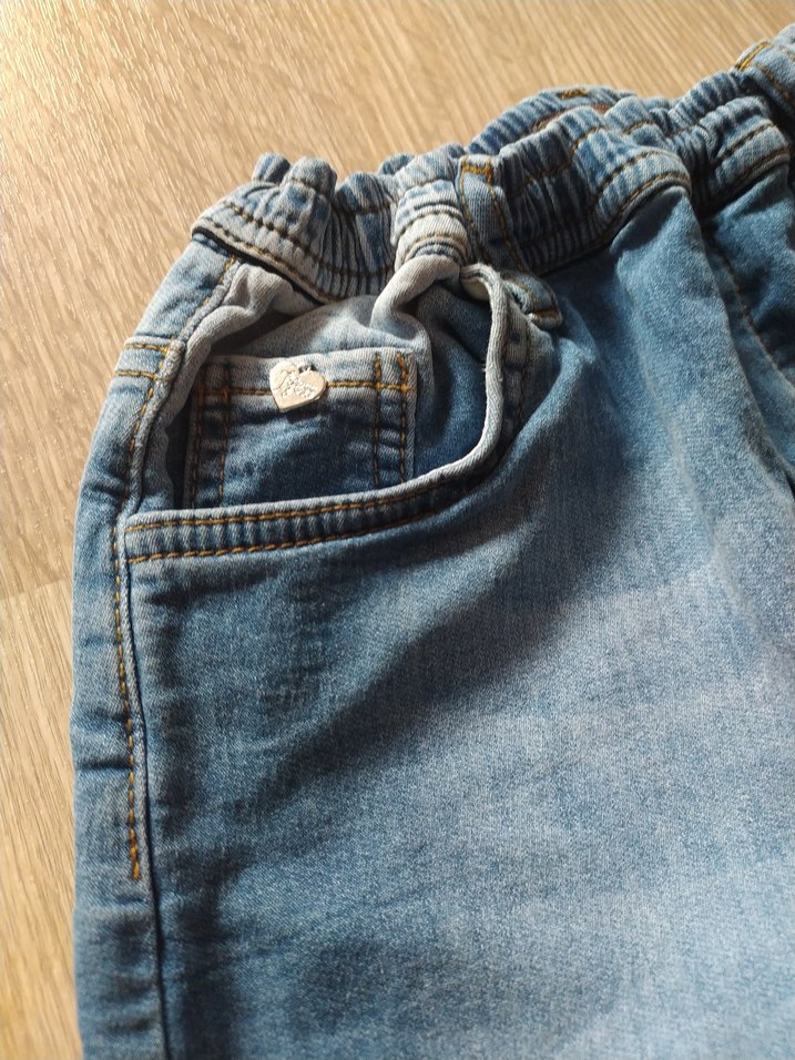 Kız Çocuk Gri Mavi Baggy Kot Pantolon - Görsel 4