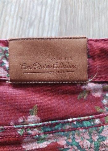 Bordo Renkli Çiçek Desenli Kız Pantolonu - Görsel 6