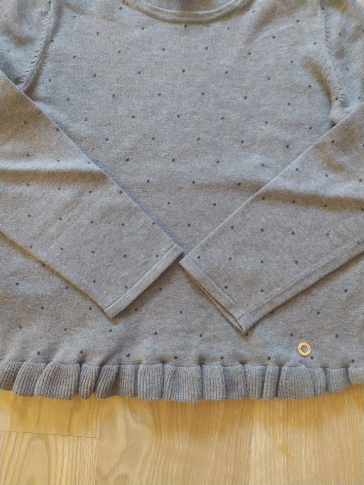 Kız Çocuk Gri Triko Uzun Kollu Kazak - Görsel 3