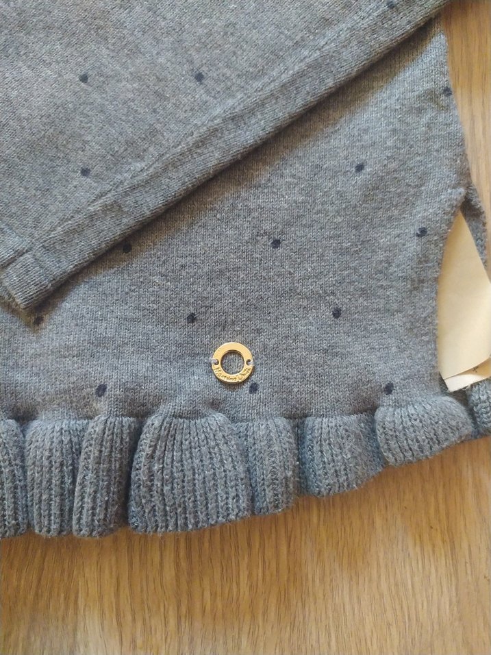 Kız Çocuk Gri Triko Uzun Kollu Kazak - Görsel 4