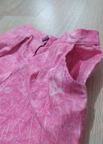 Pembe Bağlama Desenli Kumaş Pantolon - Görsel 5