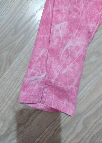 Pembe Bağlama Desenli Kumaş Pantolon - Görsel 4