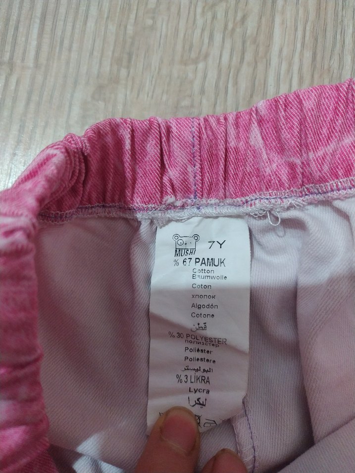 Pembe Bağlama Desenli Kumaş Pantolon - Görsel 3