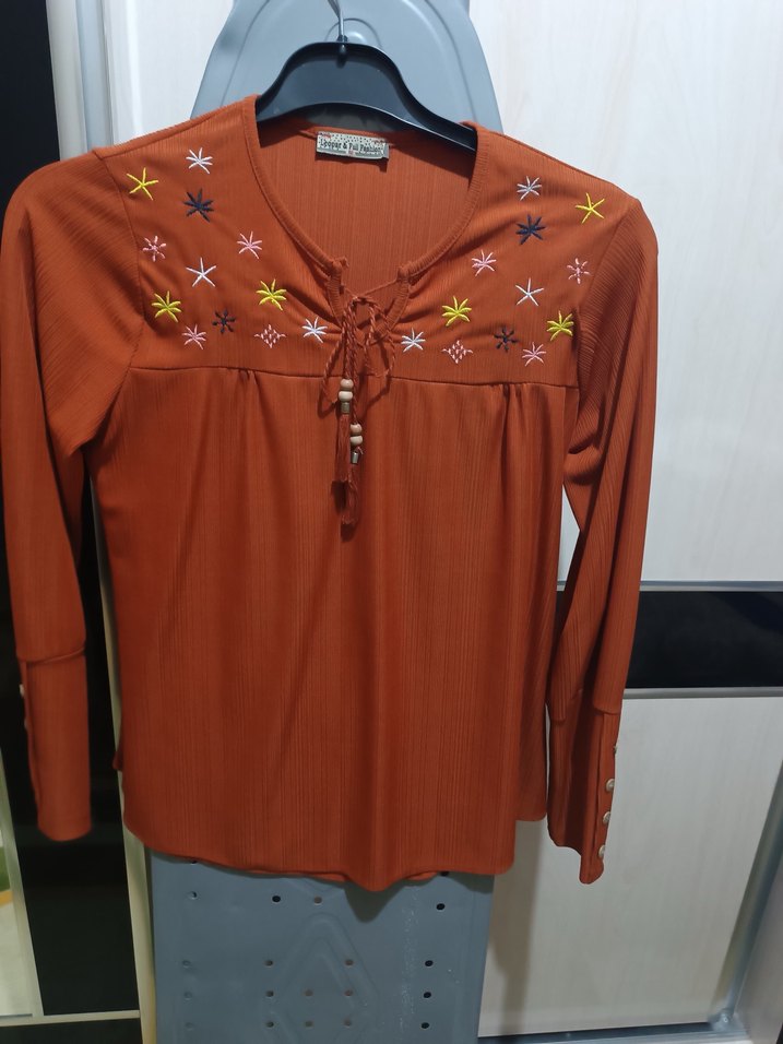 Bohem Nakışlı Uzun Kollu Kadın Bluz - Görsel 2