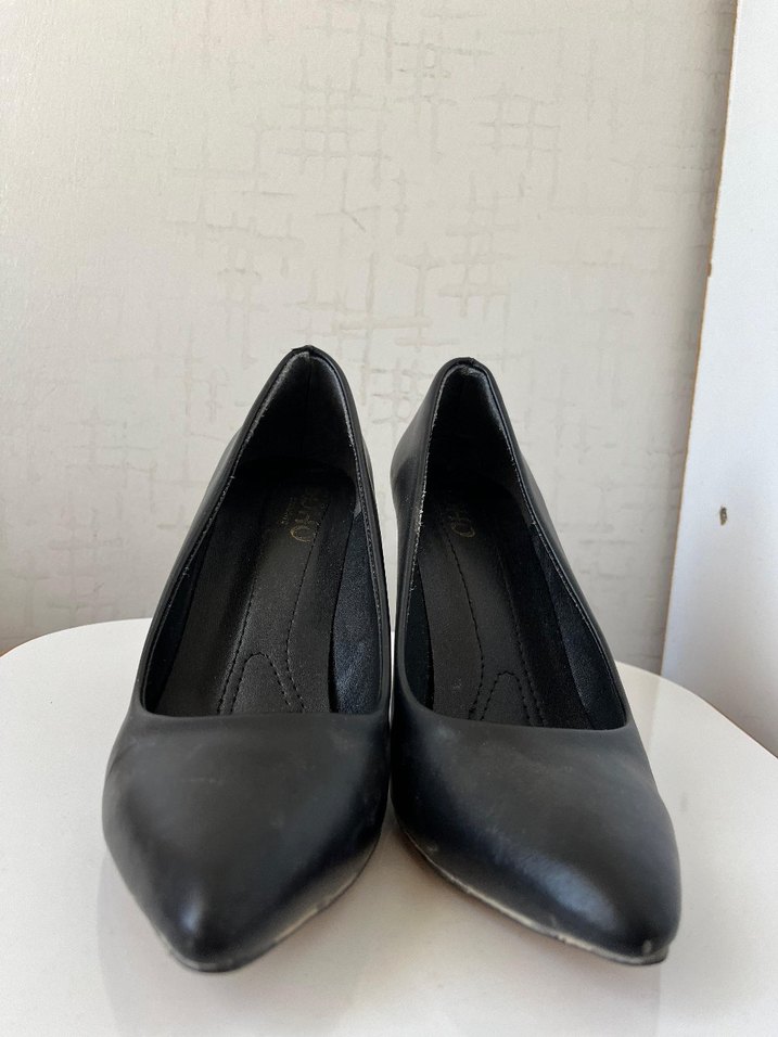 Siyah Tokalı Kadın Kalın Topuklu Stiletto - Görsel 2