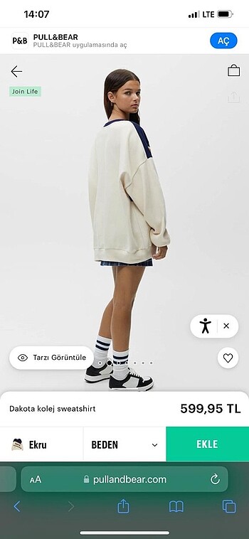 m Beden Pull&bear etiketli sweatshirt