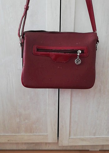 Bordo Deri Kadın Askılı Çanta - Görsel 5