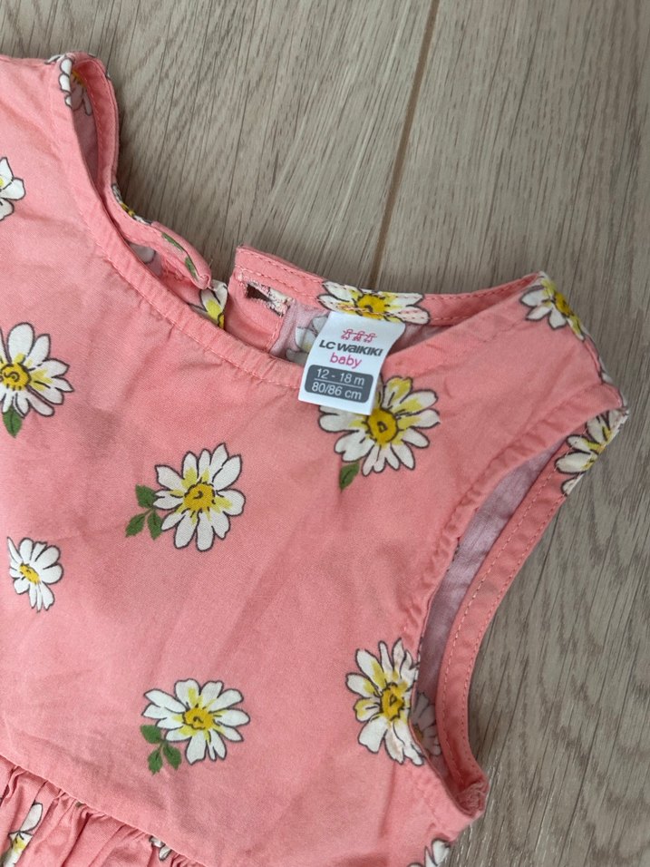 Kız Çocuk Papatya Desenli Pembe Elbise - Görsel 2