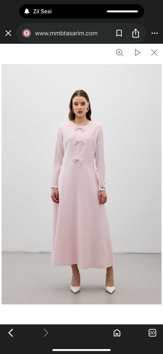 Pembe Midi Kadın Elbise Uzun Kollu - Görsel 2