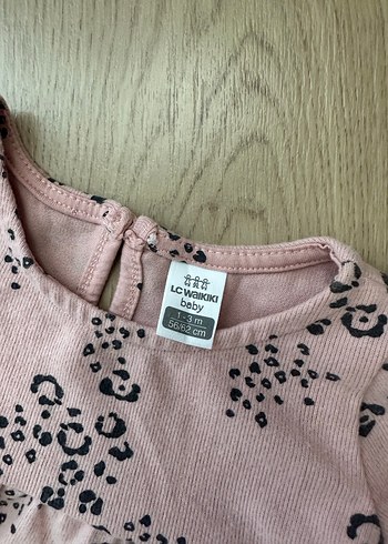 Uzun Kollu Pembe Desenli Kız Elbisesi - Görsel 2