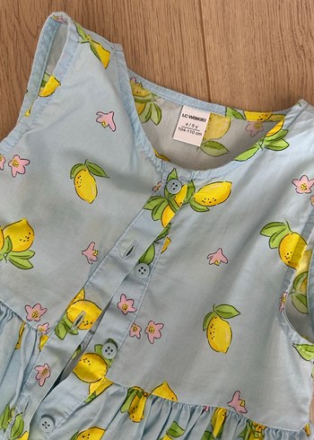 Sarı Baskılı Düğmeli Kız Elbisesi - Görsel 2