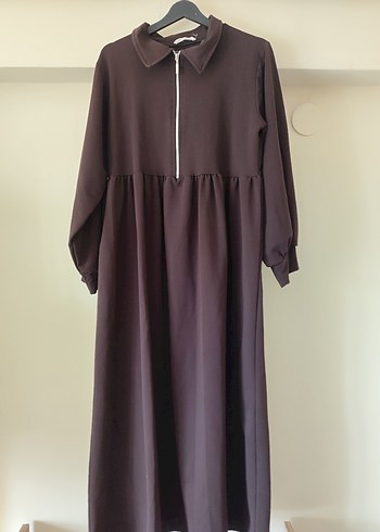 acı kahve iki iplik sweat elbise ferace - Görsel 2