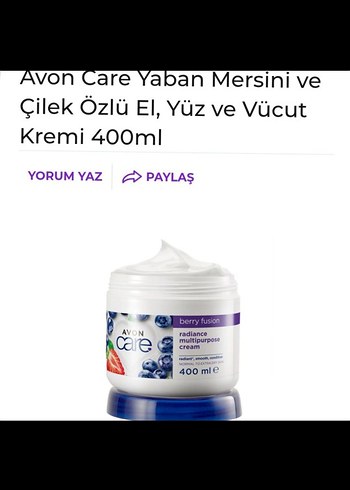 Avon Care Yaban Mersini ve Çilek Özlü 400ml Krem