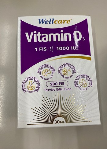 Wellcare Vitamin D3 1000 IU 30 ml Takviye Edici Gıda