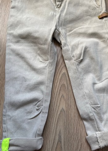 5 Yaş Beden Bej Düğmeli Erkek Çocuk Denim Pantolon