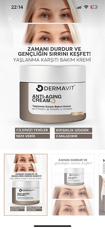 Yaşlanma karşıtı krem